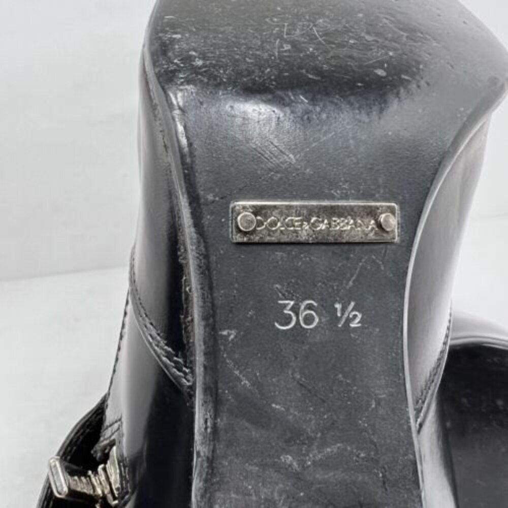 Dolce Gabbana Womens Patent Leather Heeled Ankle Booties Size 36.5 Black - Picture 9 of 10